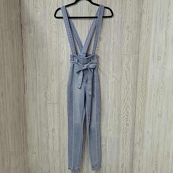 Fashion Nova Jean Overalls Womens Size 1 Waist 25 NWT - Picture 2 of 15